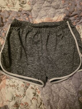 Always Gray Heather Athletic Shorts with White Trim
